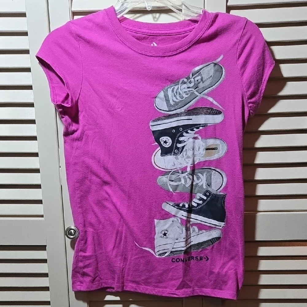 Converse Pink Short Sleeve Tee with Sneaker Print